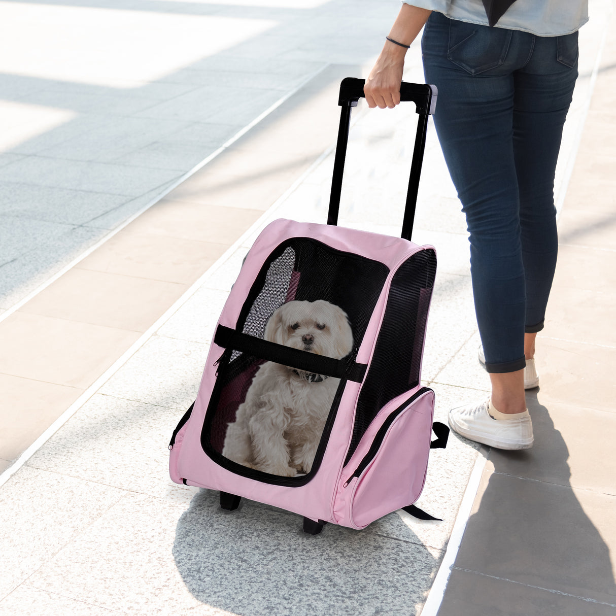 easycomfort easycomfort trolley zaino di viaggio per animali domestici multiuso 2 in 1 in panno di oxford 36 x 30 x 49cm rosa ean 8054111841702