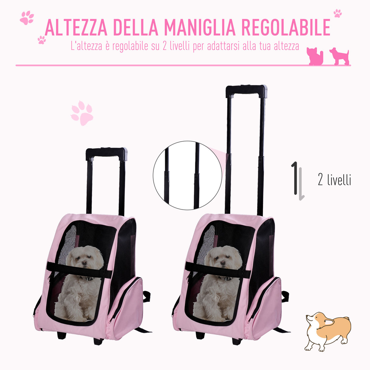 easycomfort easycomfort trolley zaino di viaggio per animali domestici multiuso 2 in 1 in panno di oxford 36 x 30 x 49cm rosa ean 8054111841702