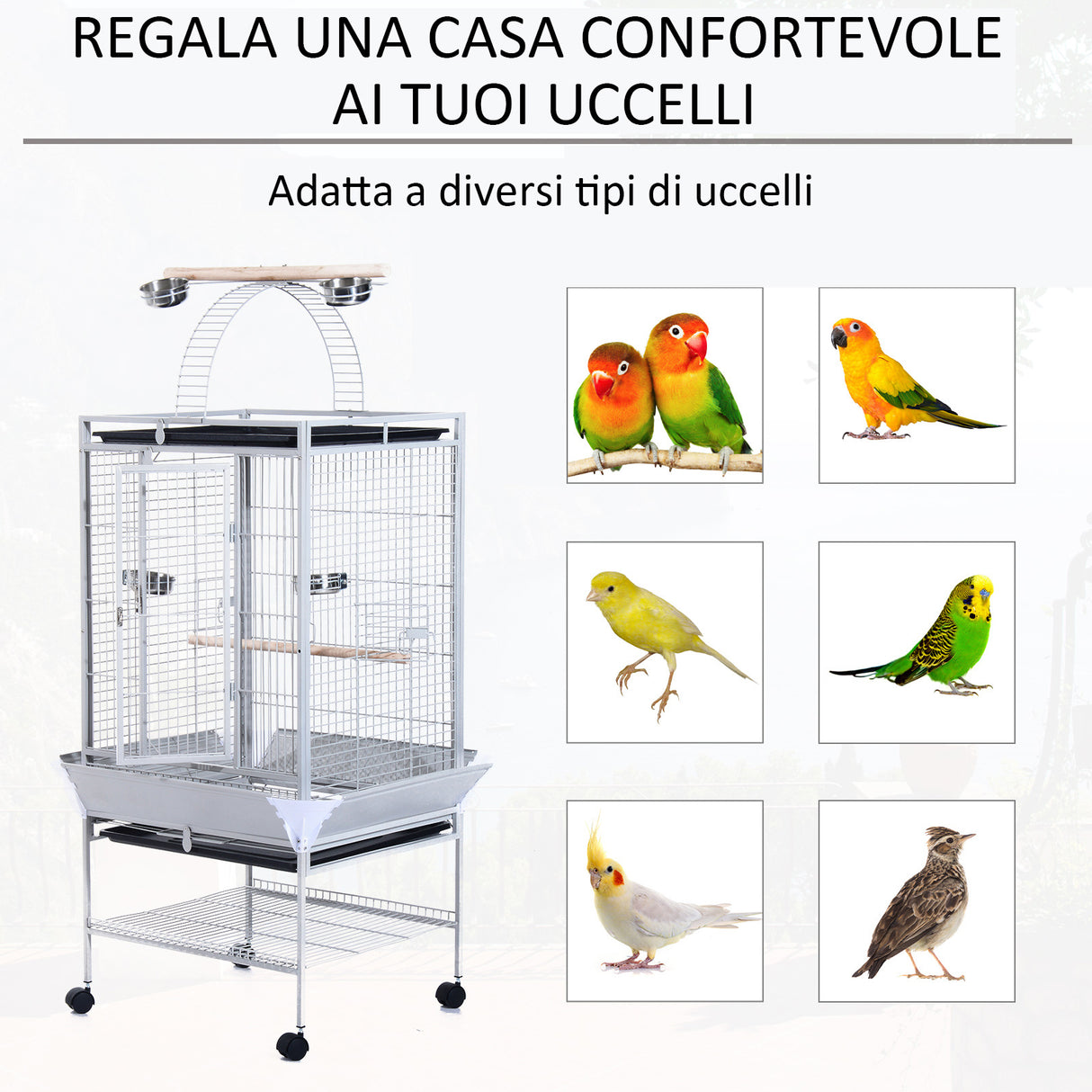 easycomfort easycomfort voliera per uccelli con ruote altezza 160cm vaschette per cibo e trespoli ean 8055776914091