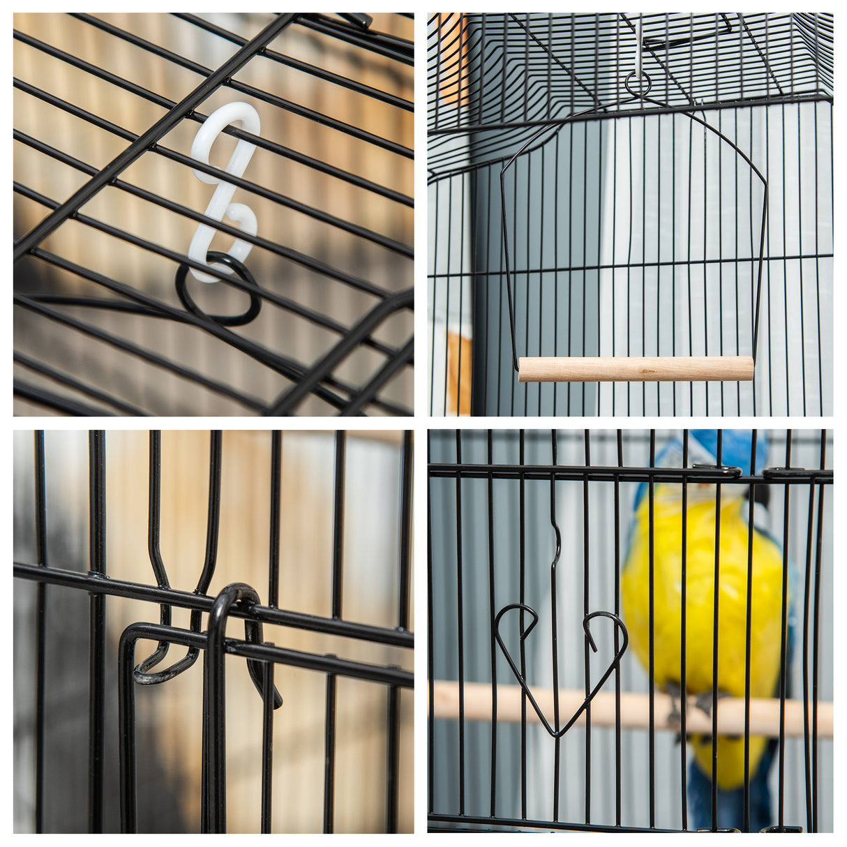 easycomfort easycomfort gabbia per uccelli in metallo e plastica con trespoli altalena e ciotole 46 5x35 5x92 cm nero