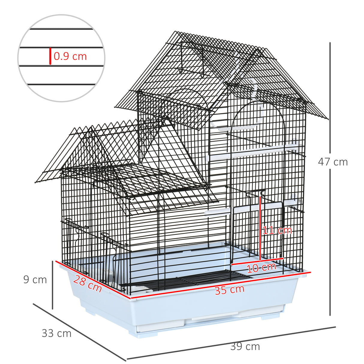 easycomfort easycomfort gabbia per uccelli in metallo con maniglia vassoio estraibile pioli e altalena 39x33x47cm bianco