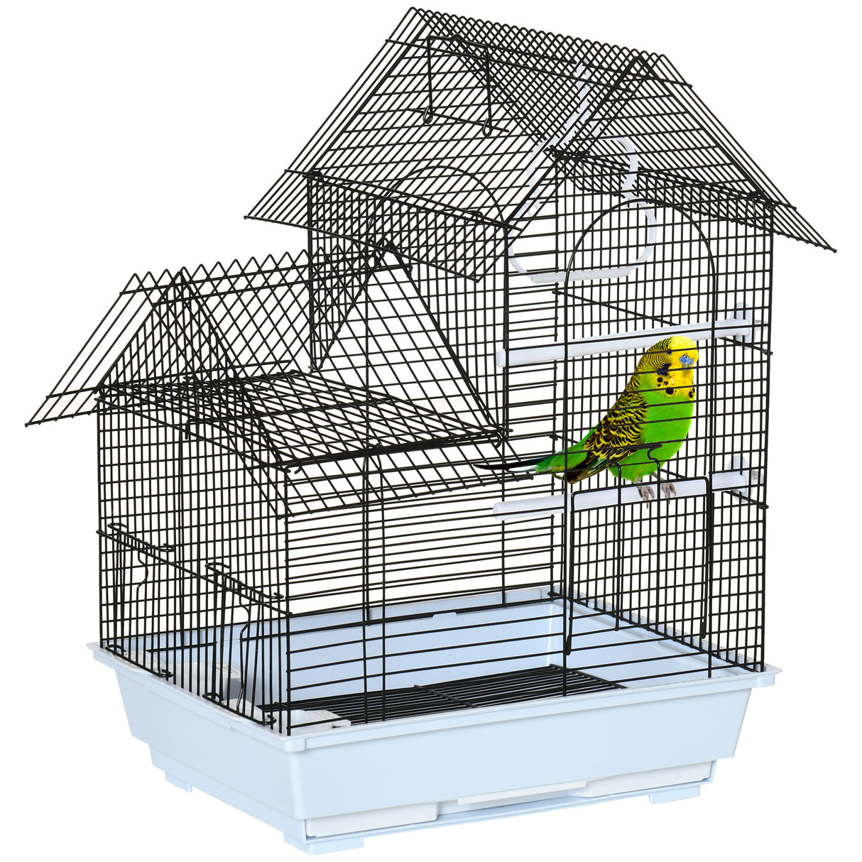 easycomfort easycomfort gabbia per uccelli in metallo con maniglia vassoio estraibile pioli e altalena 39x33x47cm bianco