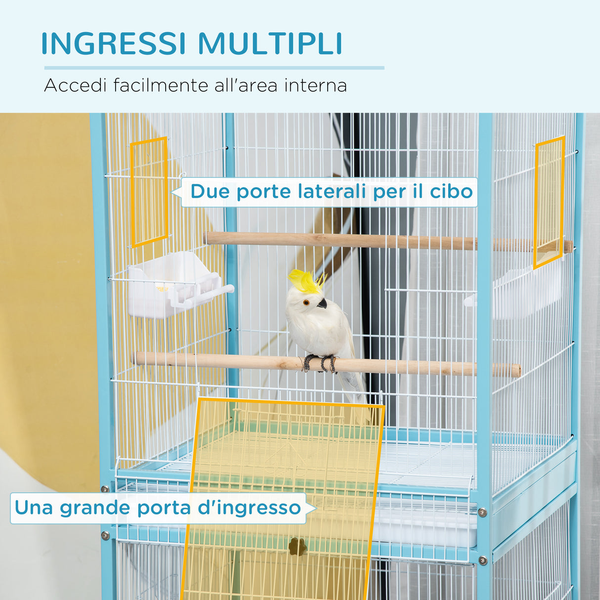 easycomfort easycomfort gabbia per uccelli 2 in 1 voliera da interni con 4 ruote e vassoi estraibili 51 5x50x140cm