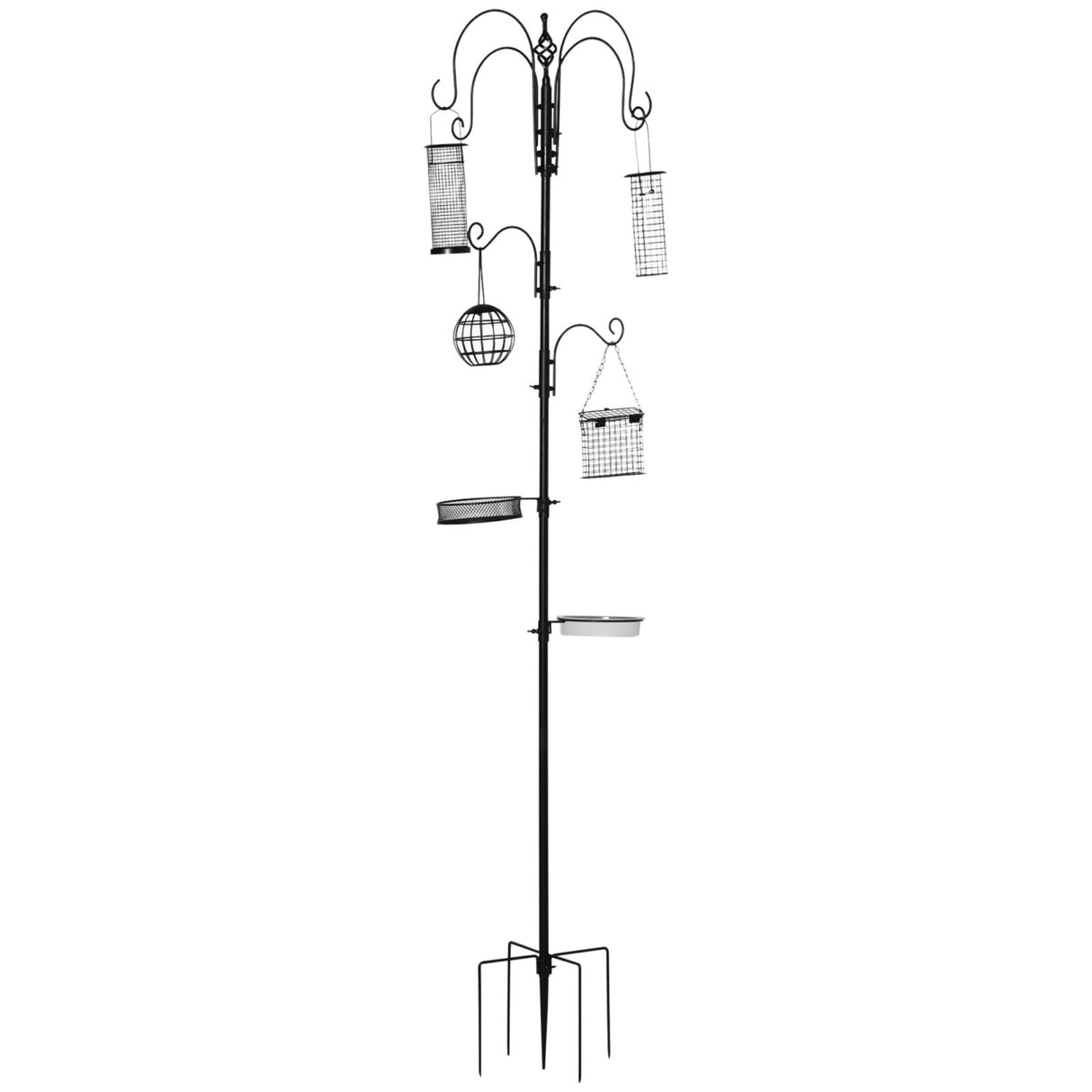 easycomfort easycomfort mangiatoia per uccelli con 6 ganci e 4 contenitori per mangime in acciaio 58x58x226cm