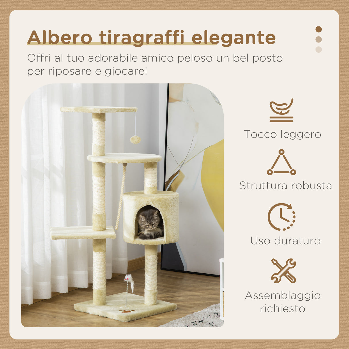 easycomfort easycomfort albero tiragraffi per gatto beige 75x40x112cm ean 8054111842594