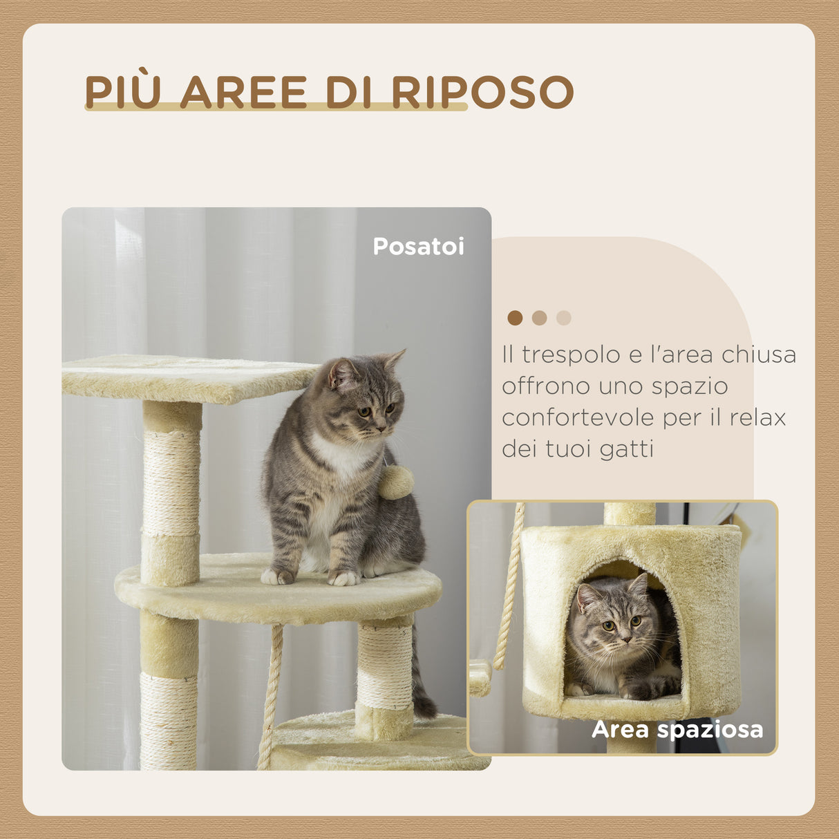 easycomfort easycomfort albero tiragraffi per gatto beige 75x40x112cm ean 8054111842594