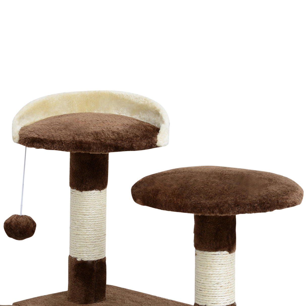 easycomfort easycomfort albero per gatti in peluche e sisal con cucce e pallina caffe e crema 50x50x132cm ean 8054111849043