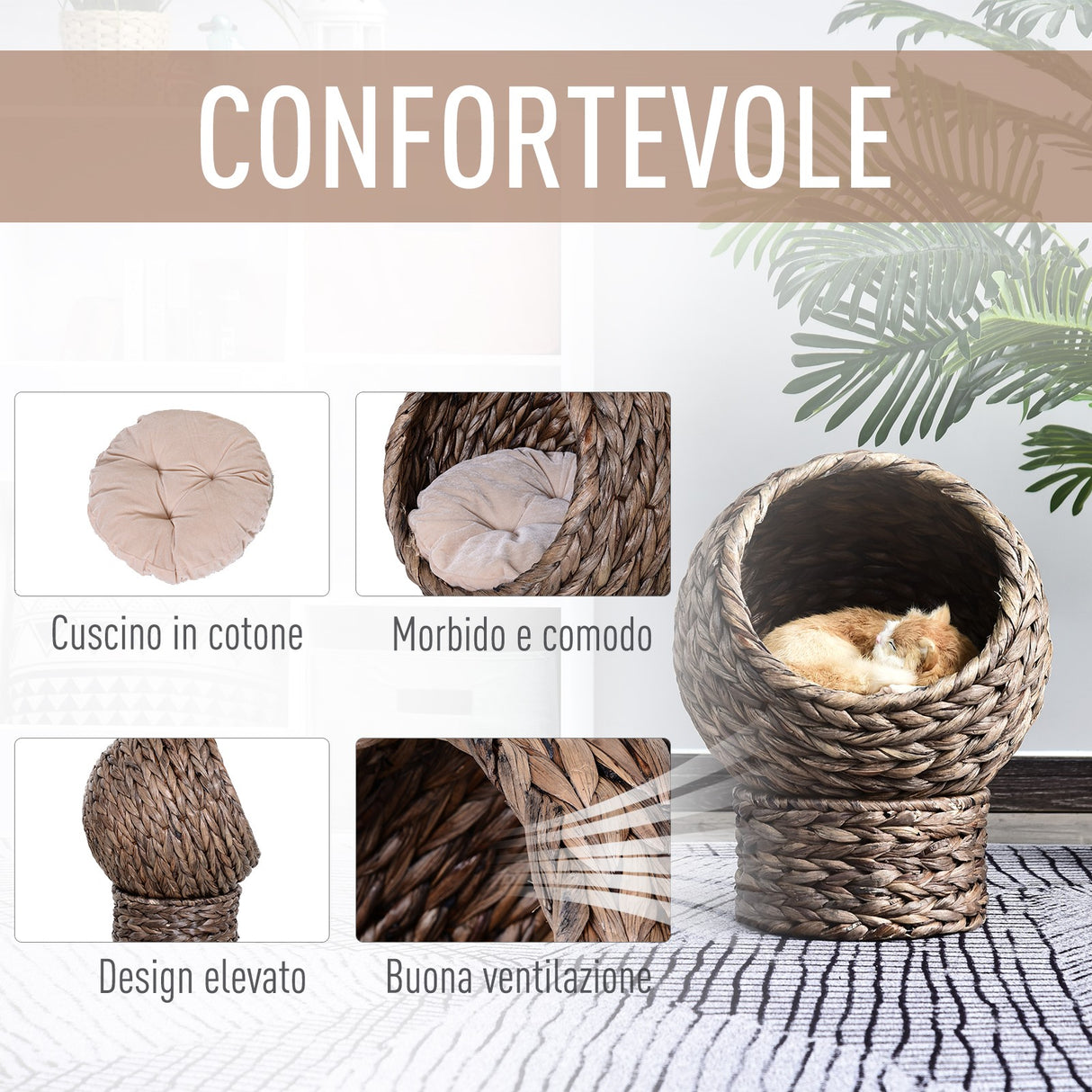 easycomfort easycomfort cuccia per gatti rialzata con cuscino materiale naturale 42x33x52cm beige ean 8054111845069