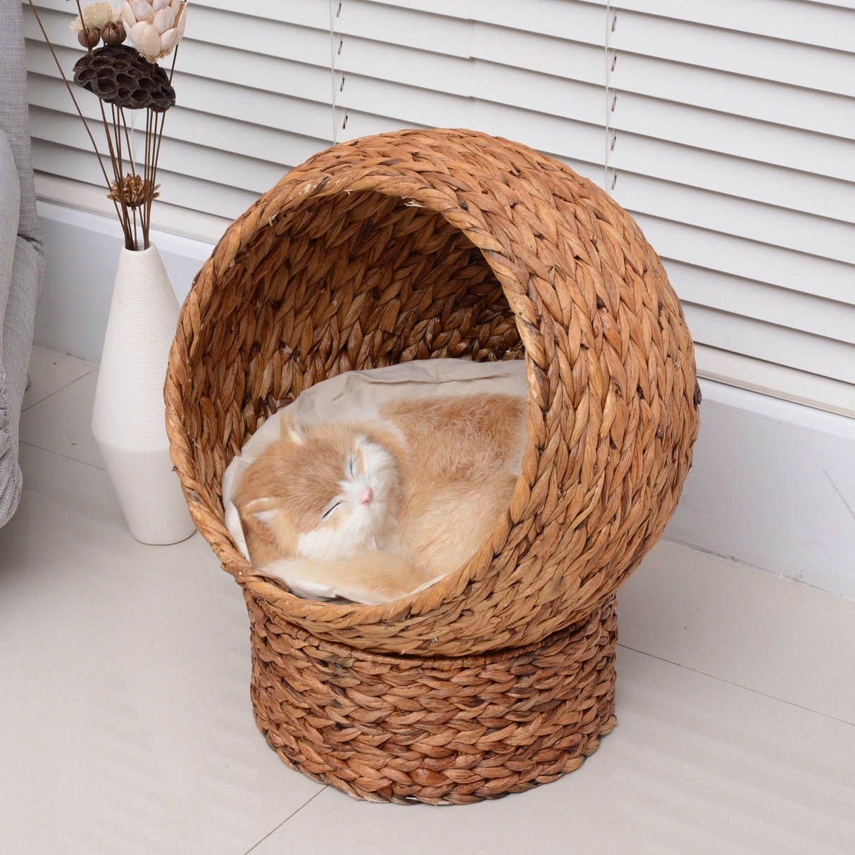 easycomfort easycomfort letto per gatti in vimini con cuscino in cotone bianco 42 x 33 x 52 cm ean 8054111848527