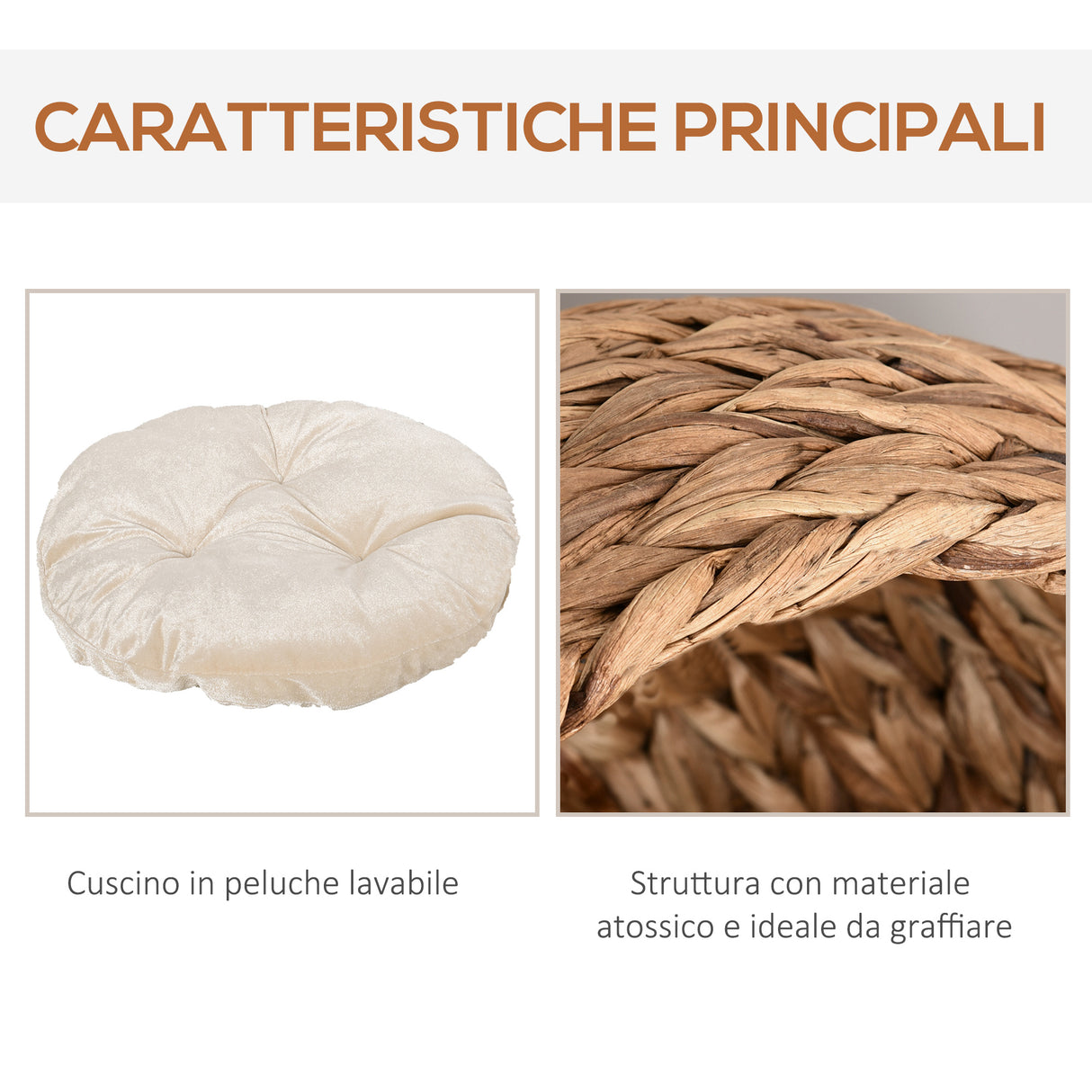 easycomfort easycomfort letto per gatti in vimini con cuscino in cotone bianco 42 x 33 x 52 cm ean 8054111848527