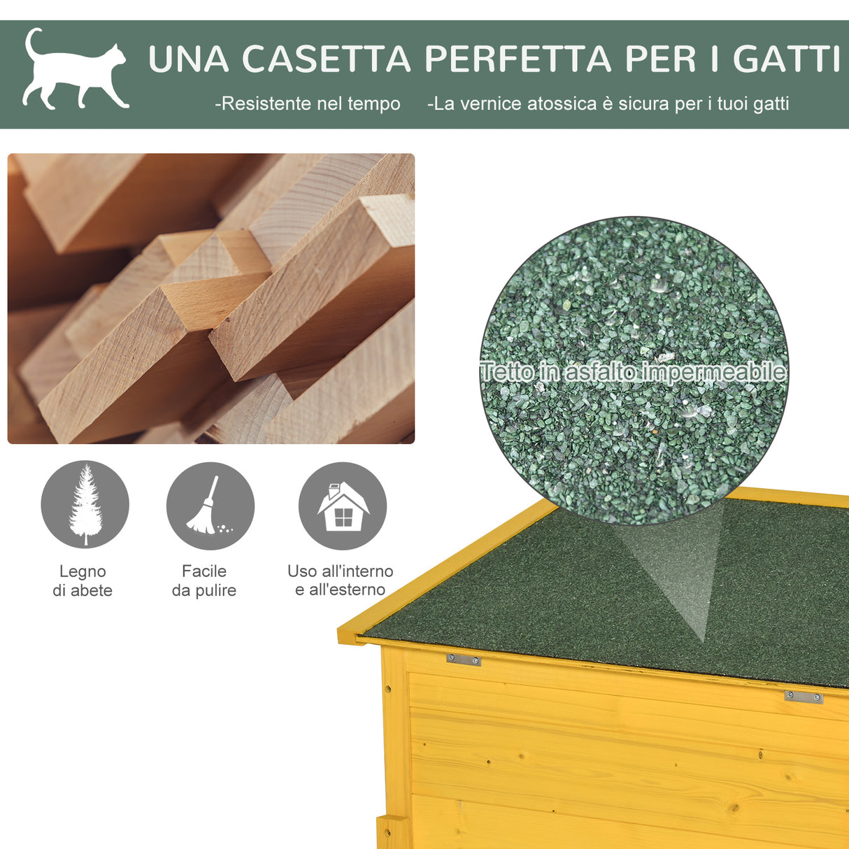 easycomfort easycomfort cuccia casetta per animali domestici in legno di abete 70x51.5x60cm ean 8054144136172