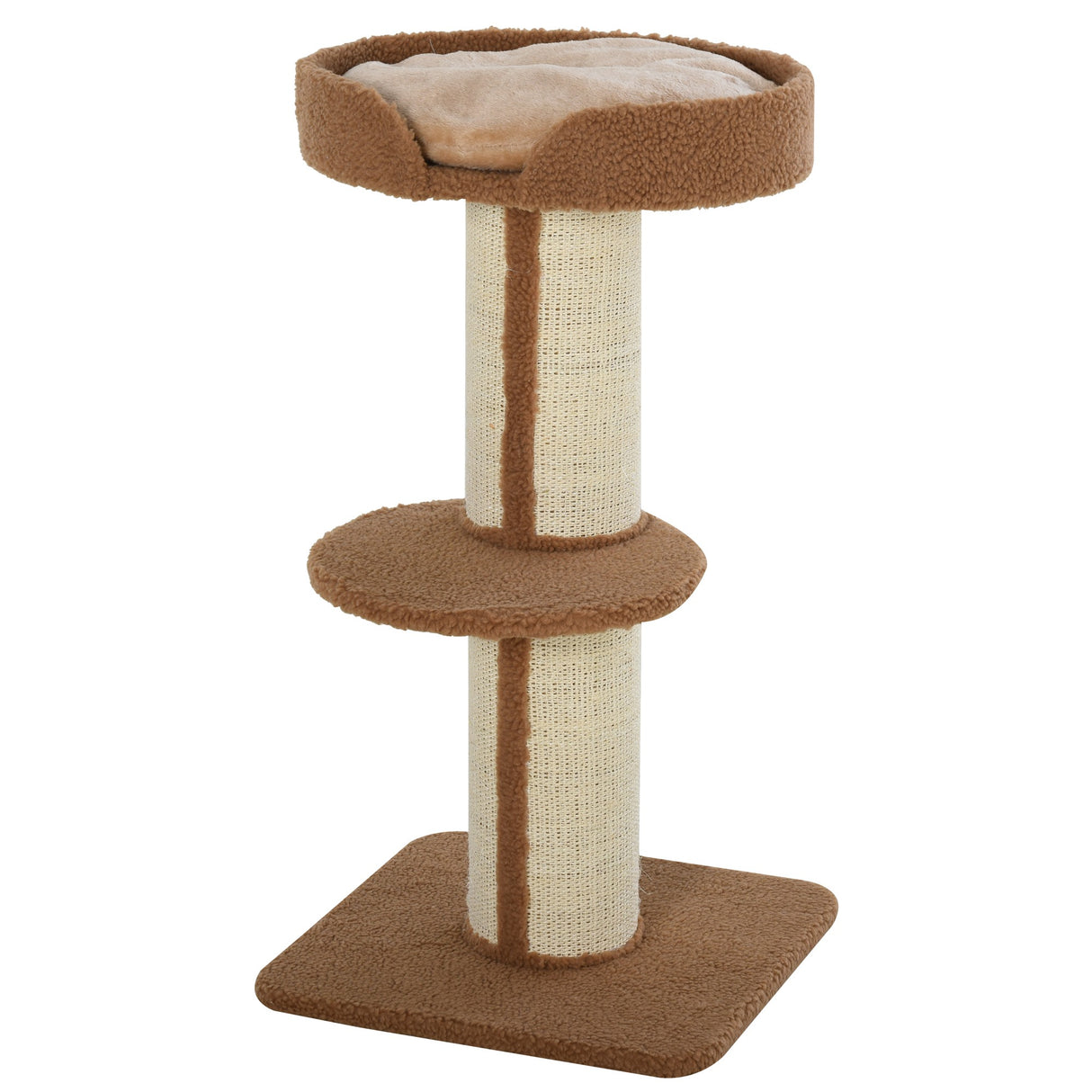 easycomfort easycomfort tiragraffi ad albero per gatti con cuccia cuscino rivestimento peluche e pali in corda sisal marrone