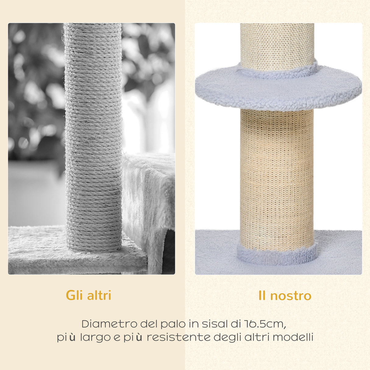 easycomfort easycomfort tiragraffi per gatti con lettino rivestimento peluche e palo in sisal 45x45x91cm azzurro