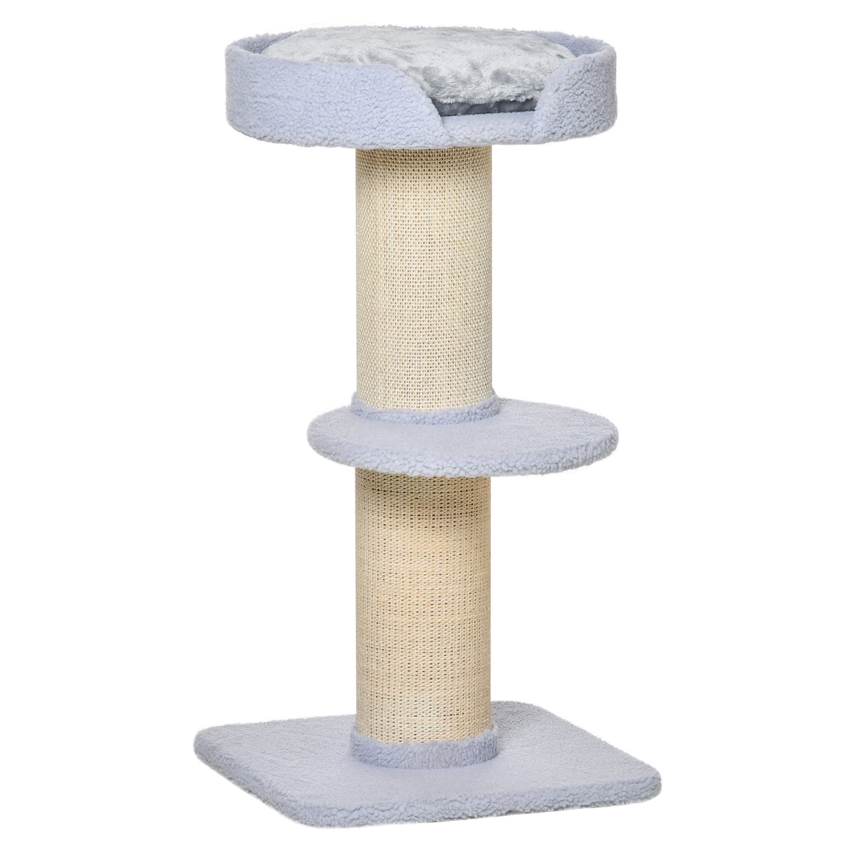 easycomfort easycomfort tiragraffi per gatti con lettino rivestimento peluche e palo in sisal 45x45x91cm azzurro