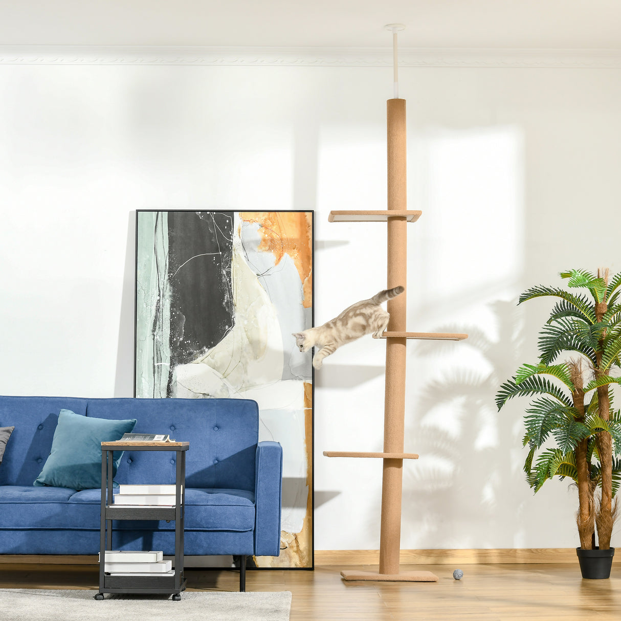 easycomfort easycomfort albero tiragraffi per gatti a 4 livelli fissaggio a soffitto regolabile 43x27x228 260cm