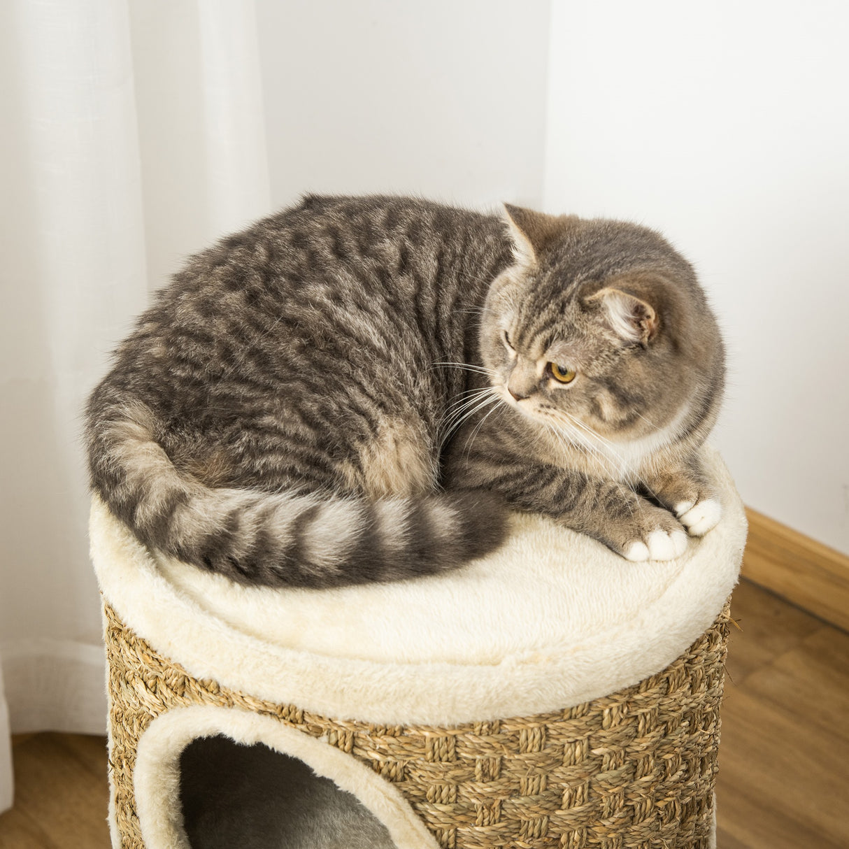 easycomfort easycomfort casetta cuccia per gatti tiragraffi a torre 3 nicchie corda in sisal alga marina ean 8054111846639