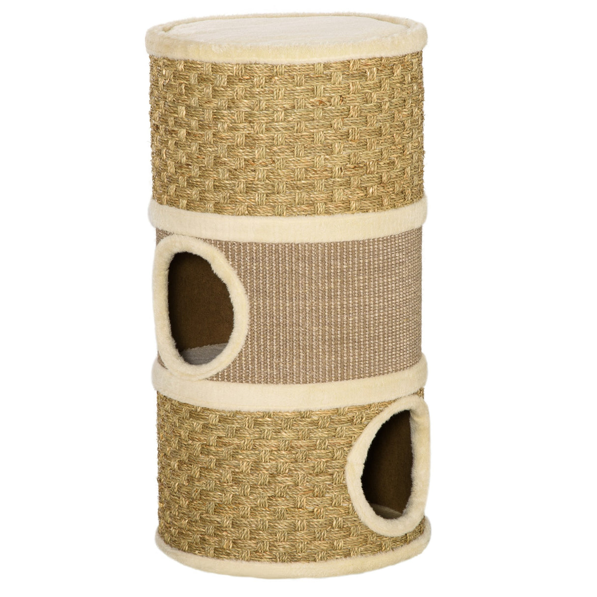 easycomfort easycomfort casetta cuccia per gatti tiragraffi a torre 3 nicchie corda in sisal alga marina ean 8054111846639