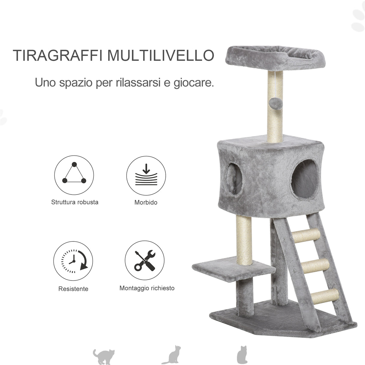 easycomfort easycomfort tiragraffi multilivello per gatti cuccia e corde in sisal grigio chiaro ean 8054111843393