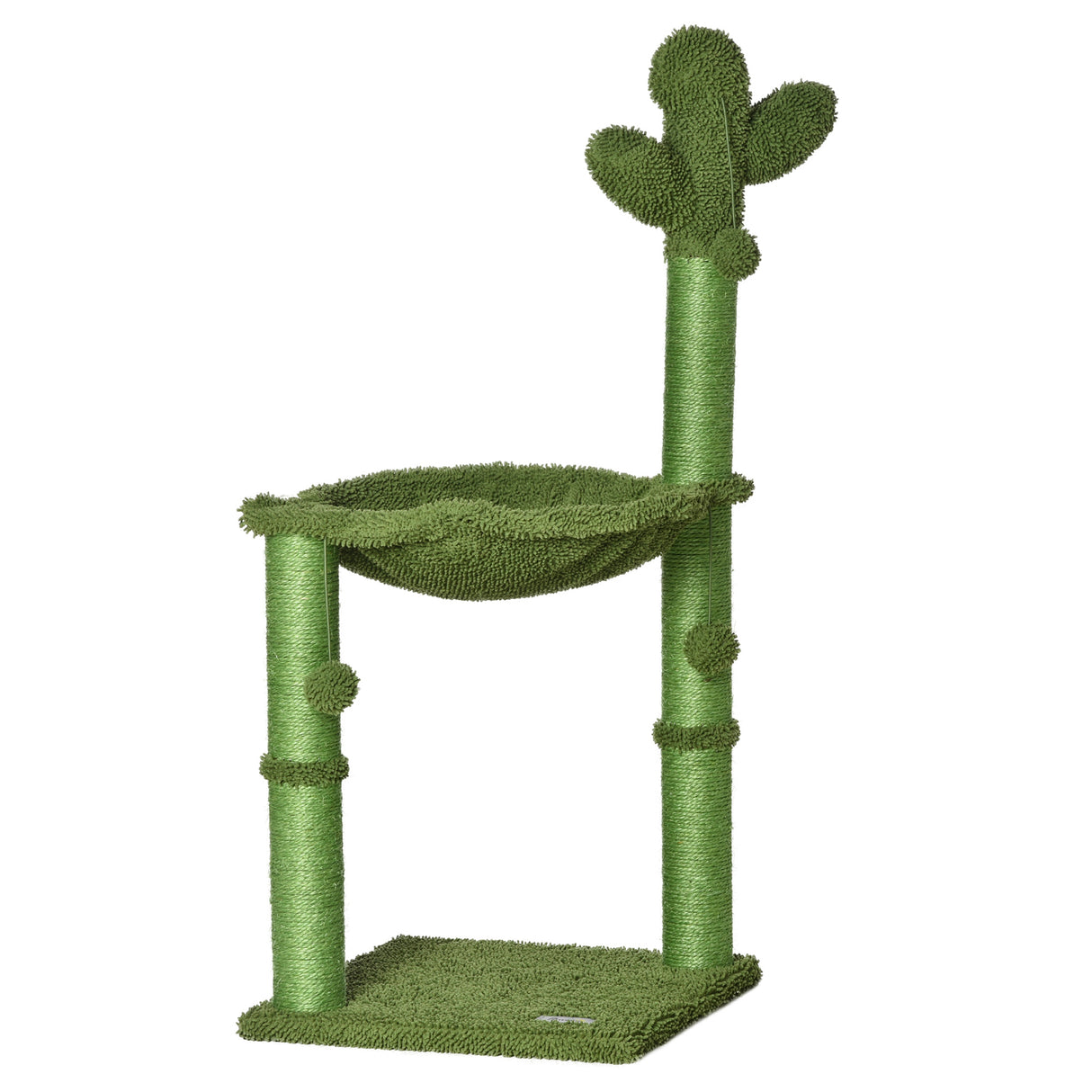 easycomfort easycomfort albero tiragraffi per gatti fino 4.5kg a forma di cactus con palline e amaca 40x40x96cm verde