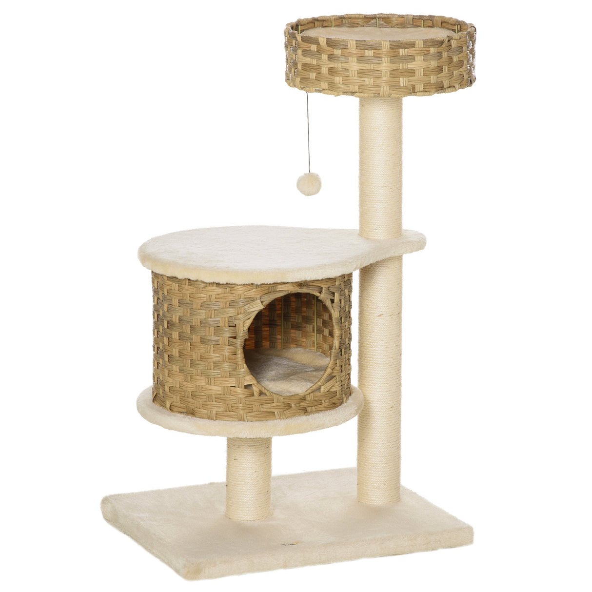 easycomfort easycomfort albero tiragraffi per gatti adulti e gattini da 95cm cuccia e casetta per gatti in rattan e pali in sisal