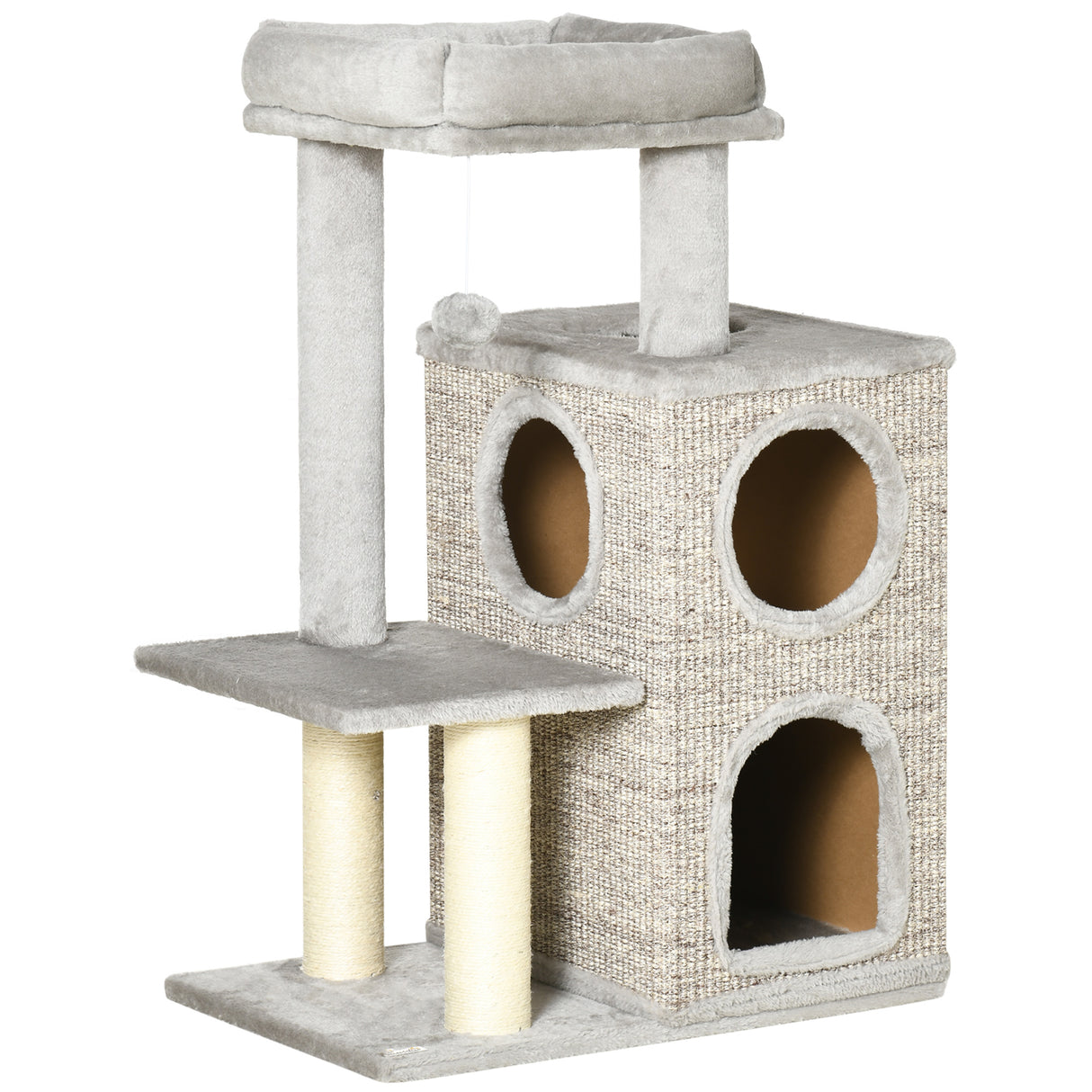 easycomfort easycomfort tiragraffi per gatti da 5kg max con lettino e pallina da gioco in truciolato peluche e sisal 60x40x91 cm