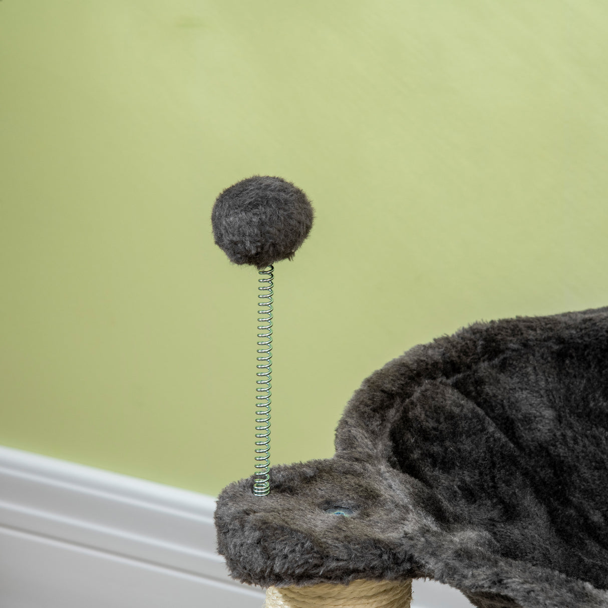 easycomfort easycomfort tiragraffi per gatti con amaca in peluche base in legno con gioco e pali in sisal 53.55x53.5x66cm grigio