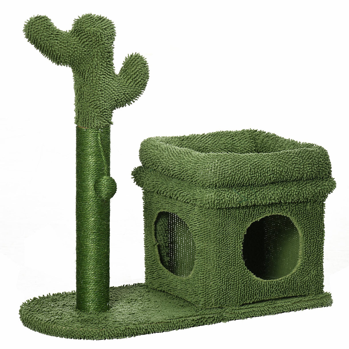easycomfort easycomfort tiragraffi per gatti con lettino casetta e palo in sisal a forma di cactus 68x30x67cm verde