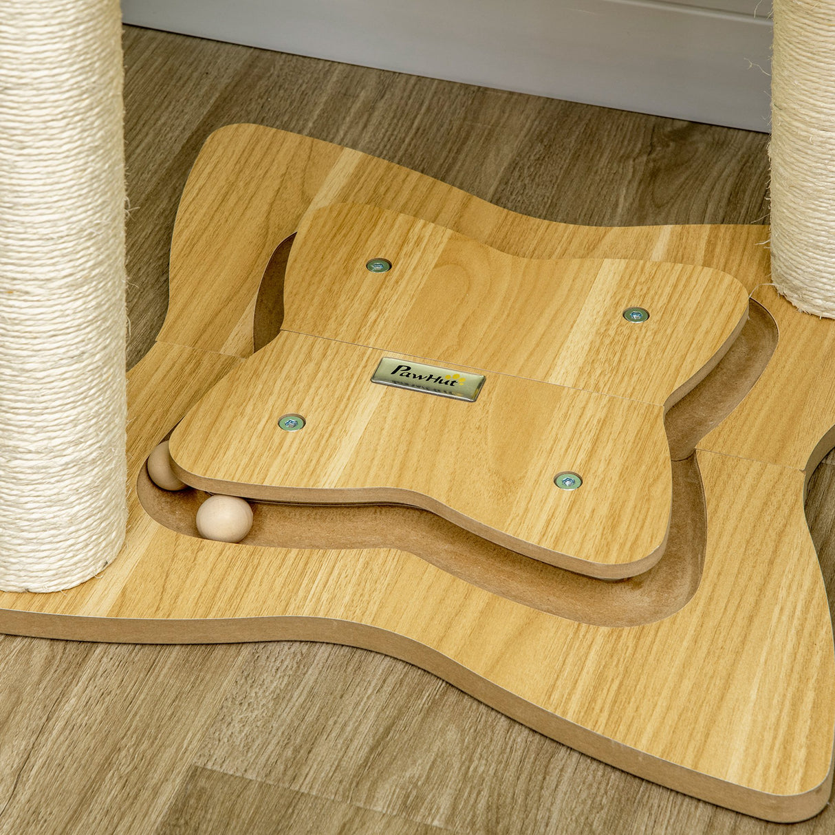 easycomfort easycomfort albero tiragraffi per gatti max 5kg con amaca palline da gioco e pali in sisal 53.5x53.5x90 cm beige