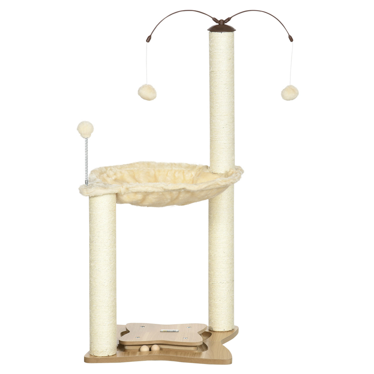 easycomfort easycomfort albero tiragraffi per gatti max 5kg con amaca palline da gioco e pali in sisal 53.5x53.5x90 cm beige