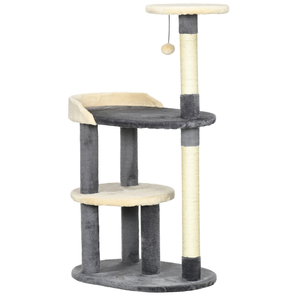 easycomfort easycomfort albero tiragraffi per gatti a 3 livelli con pali in sisal e altezza 105cm grigio