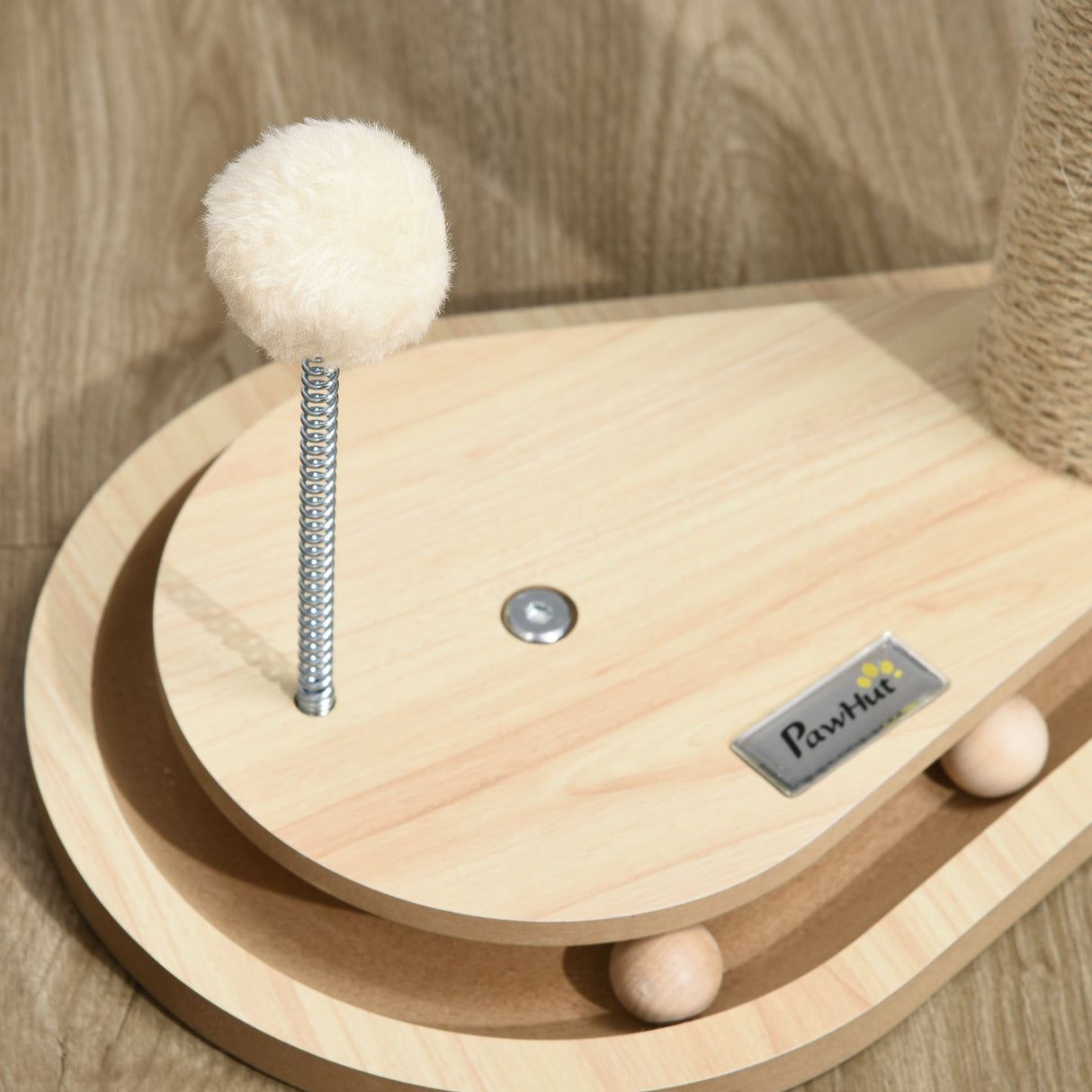 easycomfort easycomfort tiragraffi per gatti 4kg max in truciolato e iuta con palline da gioco incluse 35x23x40 cm color rovere