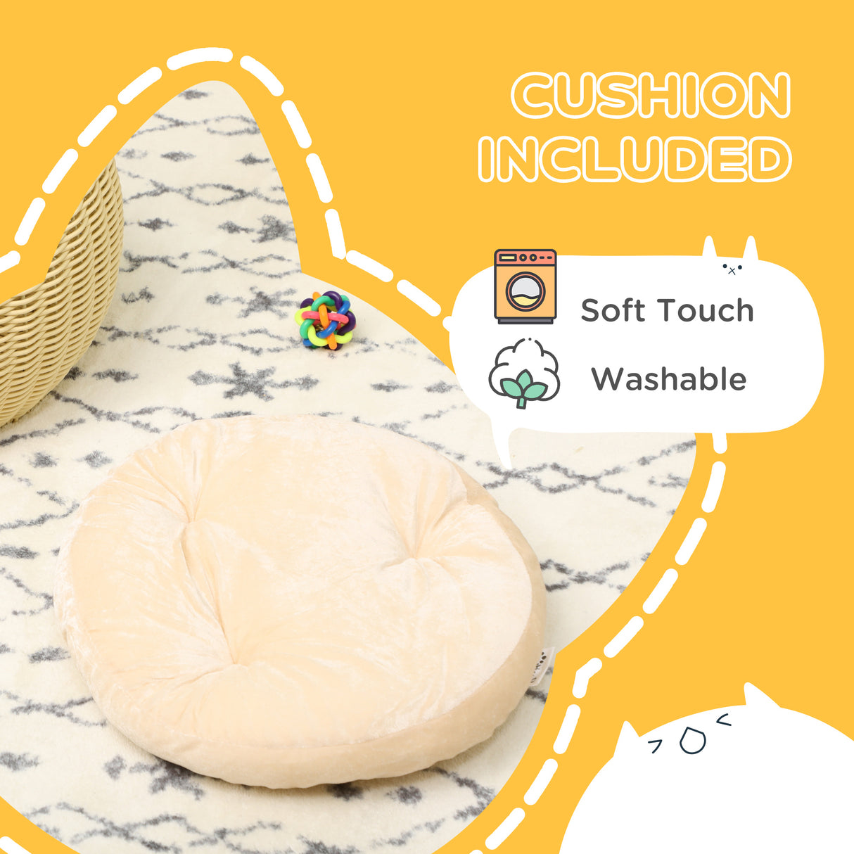 easycomfort easycomfort casetta per gatti a 2 livelli in rattan pe con cuscino lavabile 40x30 cm beige