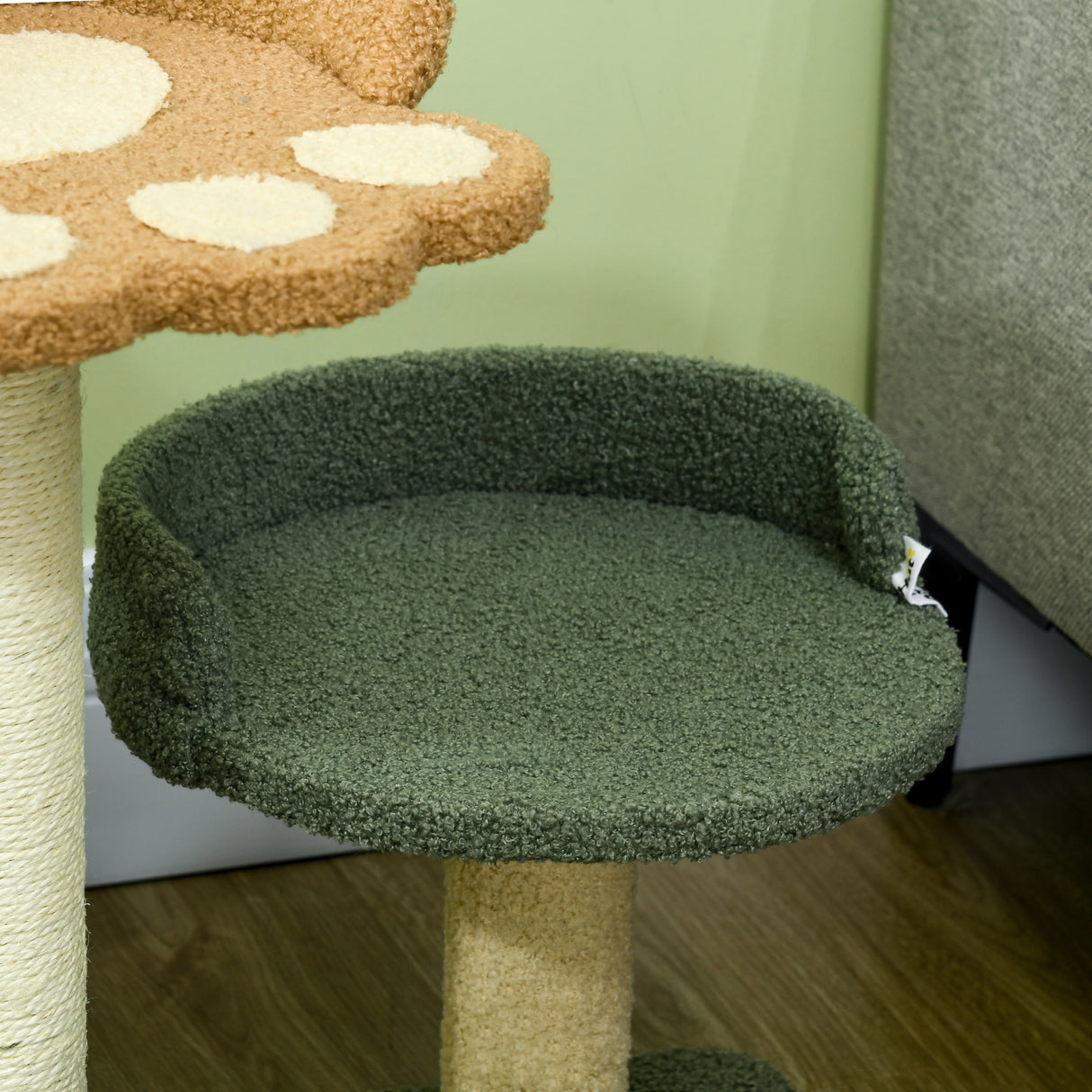 easycomfort easycomfort albero tiragraffi per gatti con 2 lettini pallina e rivestimento in velluto 43x39x52cm
