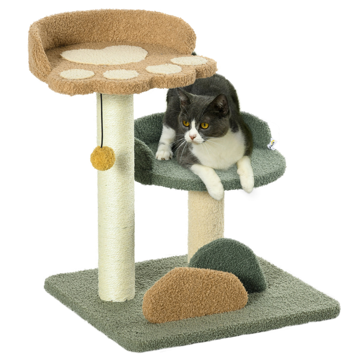 easycomfort easycomfort albero tiragraffi per gatti con 2 lettini pallina e rivestimento in velluto 43x39x52cm