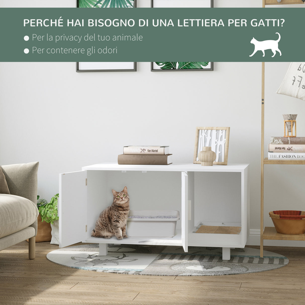 easycomfort easycomfort mobile per lettiera gatti in legno 2 ante e apertura laterale con tiragraffi ean 8054144130682