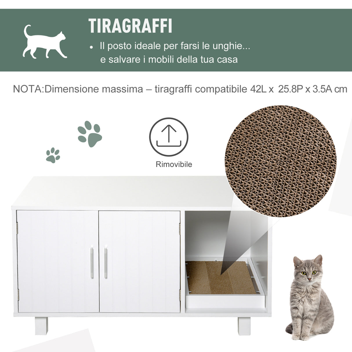 easycomfort easycomfort mobile per lettiera gatti in legno 2 ante e apertura laterale con tiragraffi ean 8054144130682