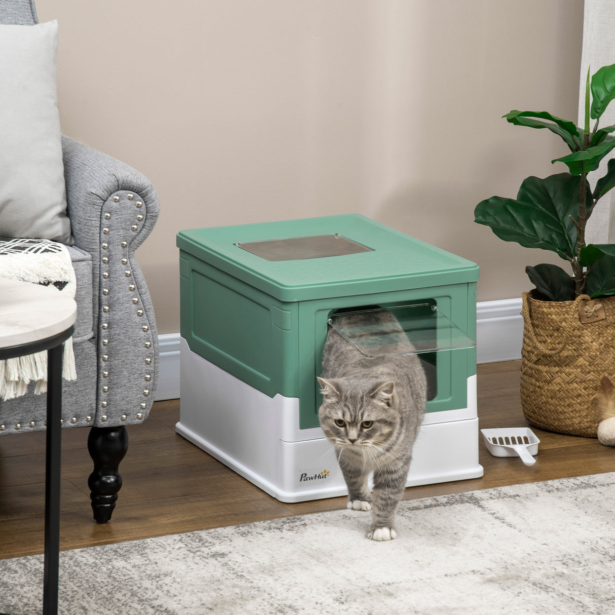 easycomfort easycomfort lettiera per gatti chiusa con paletta vassoio estraibile e 2 porte 47.5x35.5x36.7cm verde