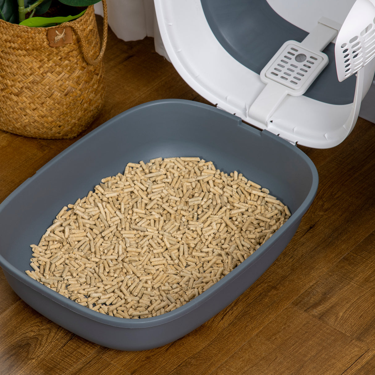 easycomfort easycomfort lettiera per gatti con paletta e deodorante design pieghevole con maniglia 52x41x38 cm