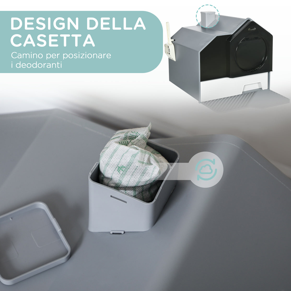easycomfort easycomfort lettiera per gatti chiusa con vassoio estraibile tappetino e paletta inclusi 47x45x42cm grigio