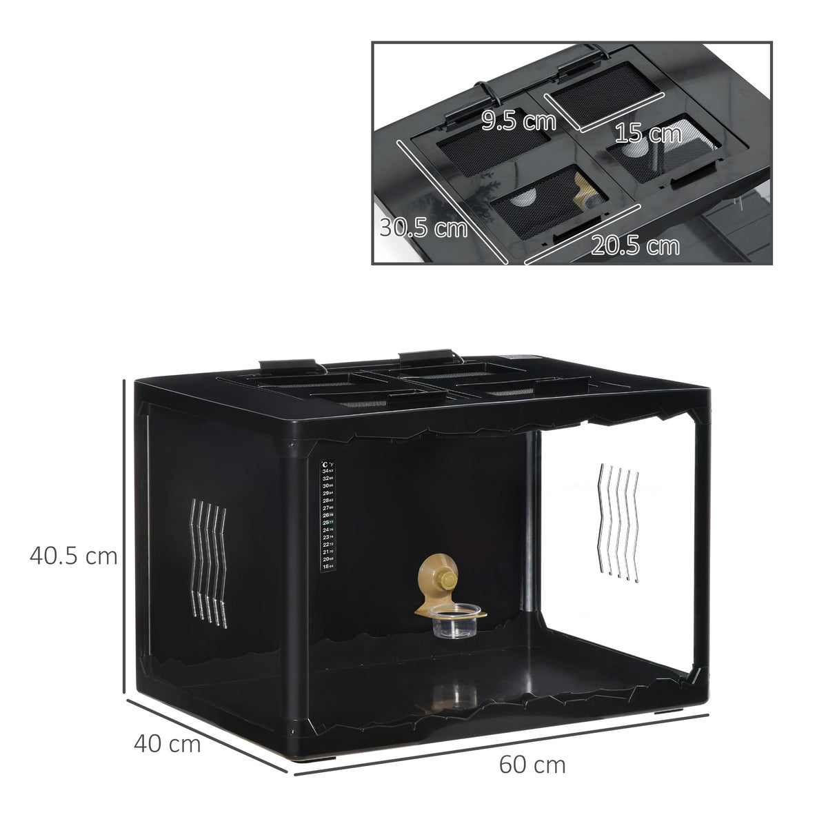 easycomfort easycomfort terrario per tartarughe di terra camaleonte iguana geco e rettili in vetro con termometro 18 34 nero