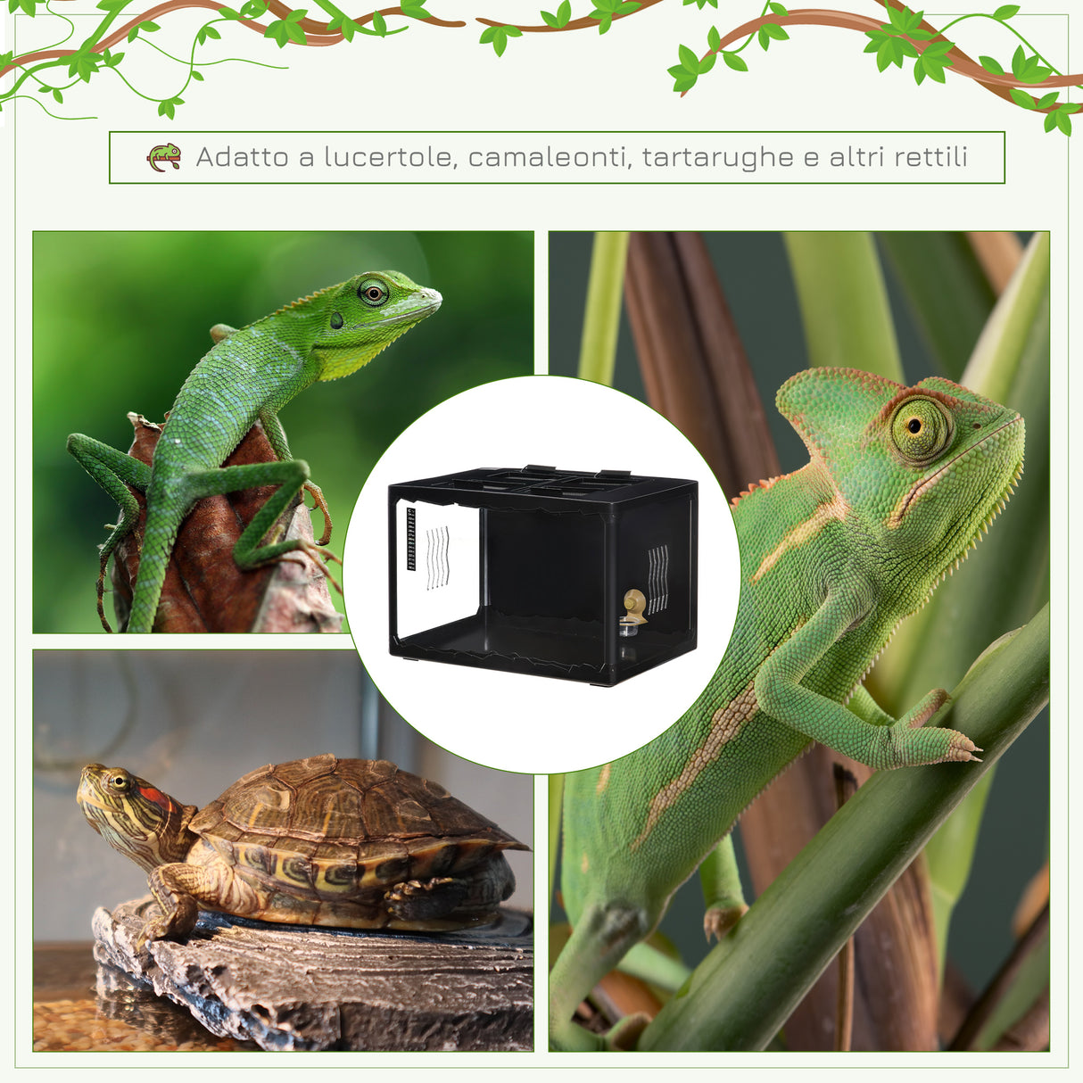 easycomfort easycomfort terrario per tartarughe di terra camaleonte iguana geco e rettili in vetro con termometro 18 34 nero