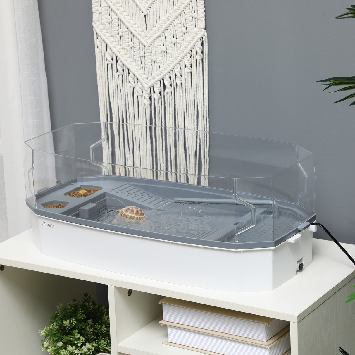 easycomfort easycomfort vasca per tartarughe multifunzione con tubo e pompa dacqua 62x31x 21cm bianca