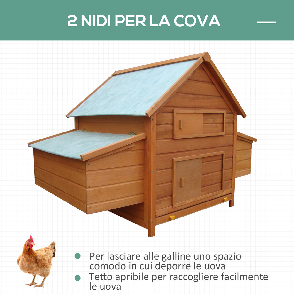 easycomfort easycomfort pollaio da giardino gabbia per galline in abete legno e verde 160x98.5x107cm