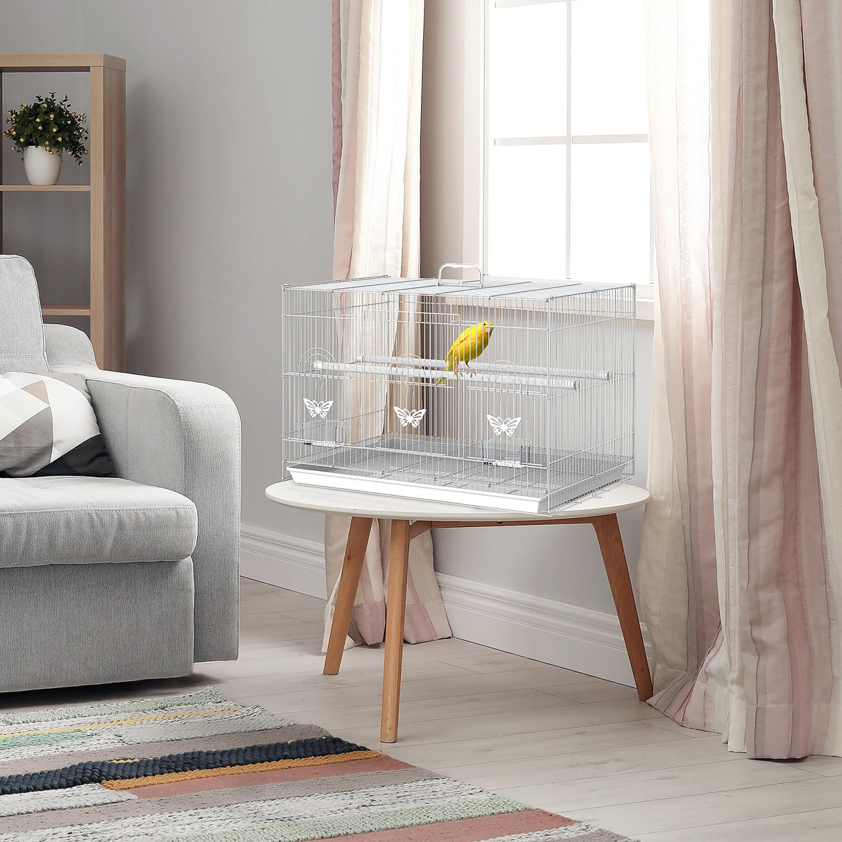 easycomfort easycomfort gabbia per uccelli in metallo con posatoi ciotole per cibo e maniglia 60x41x41cm