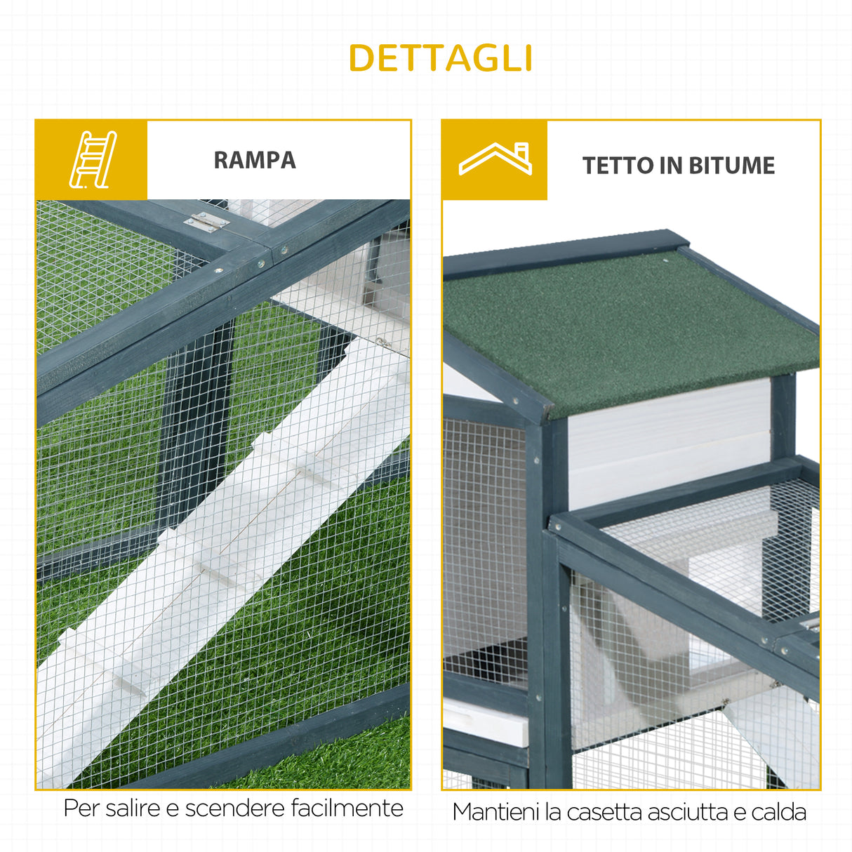 easycomfort easycomfort gabbia per conigli animali in legno di abete doppia porta 140x65x100cm ean 8055776913179