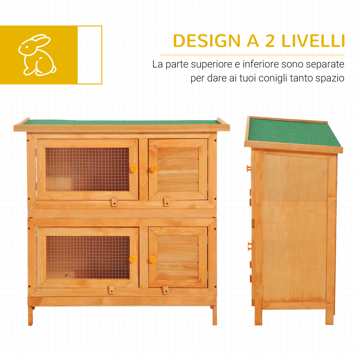 easycomfort easycomfort gabbia per conigli conigliera da esterno in legno di abete 90x45x90cm ean 8055776910208