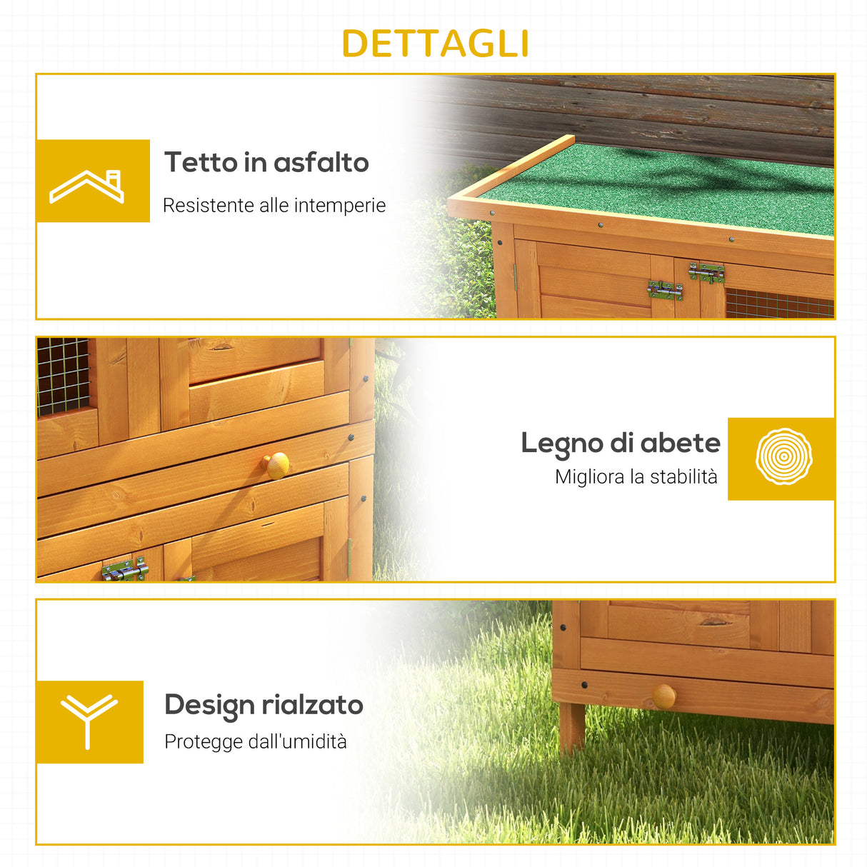 easycomfort easycomfort gabbia per conigli conigliera da esterno in legno di abete 90x45x90cm ean 8055776910208