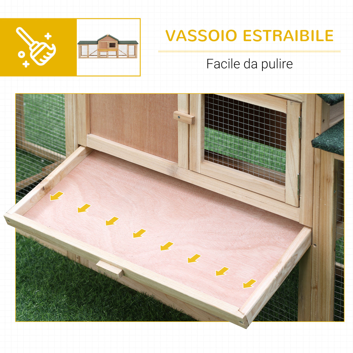 easycomfort easycomfort conigliera da giardino con corsa e rampe tetto impermeabile legno 210x45.5x84.5cm ean 8055776913957