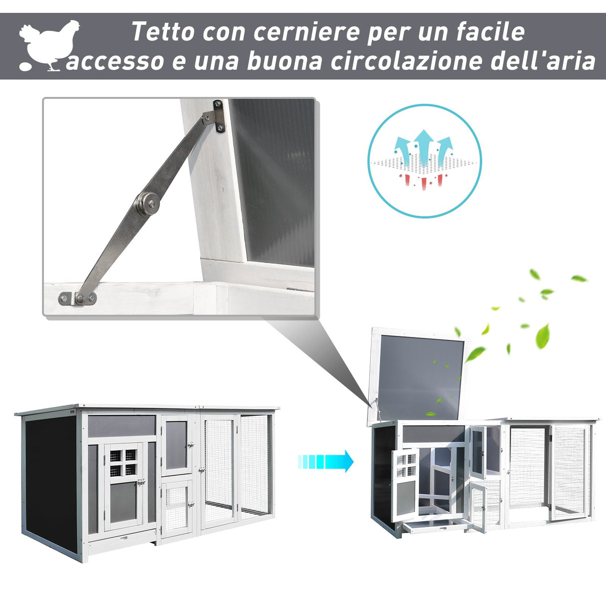 easycomfort easycomfort pollaio da giardino per galline tetto impermeabile corsa zona nidificazione legno 160x75x80cm ean 8054144136462
