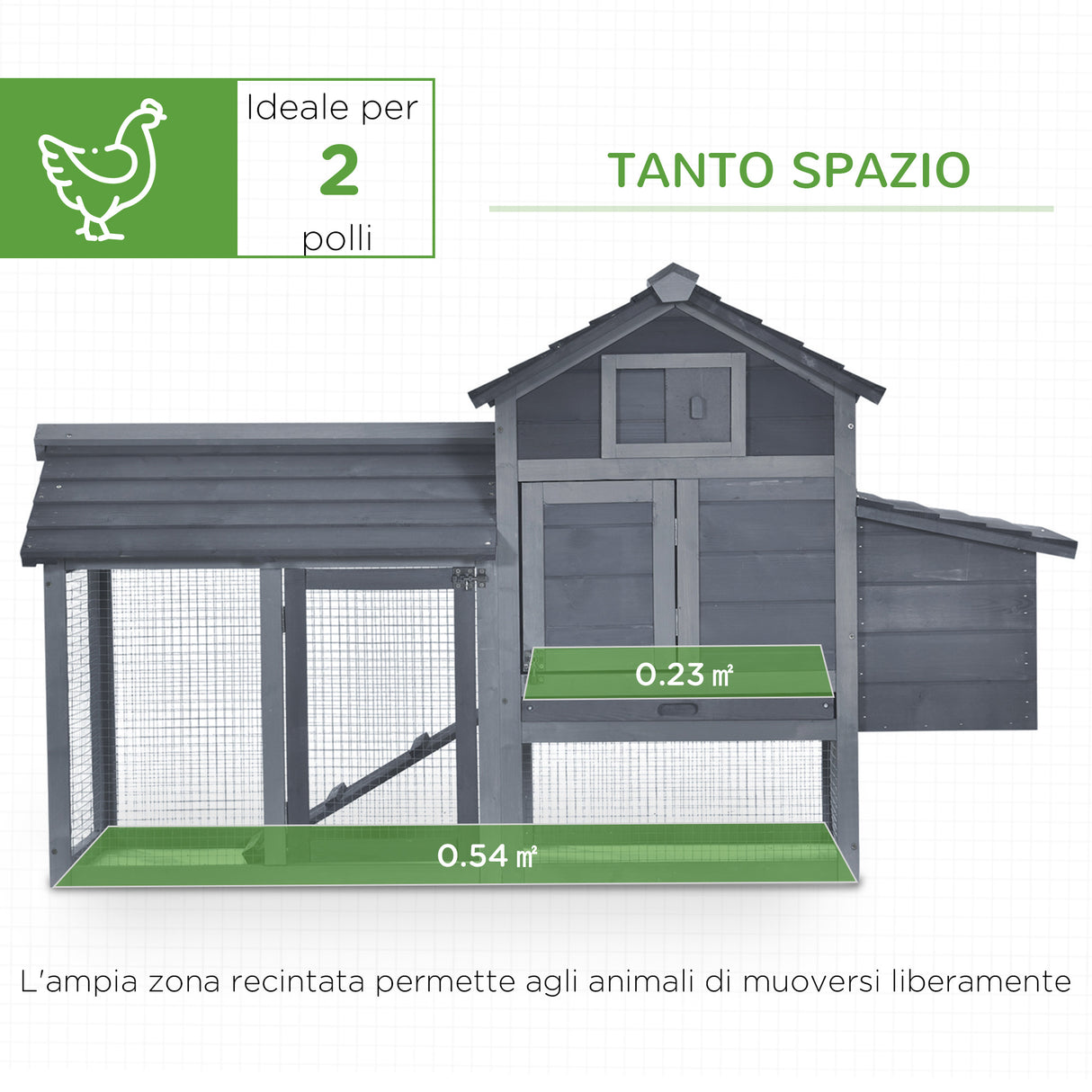 easycomfort easycomfort pollaio prefabbricato in legno per 2 galline con recinzione e nido per cova 150 5x54x87cm